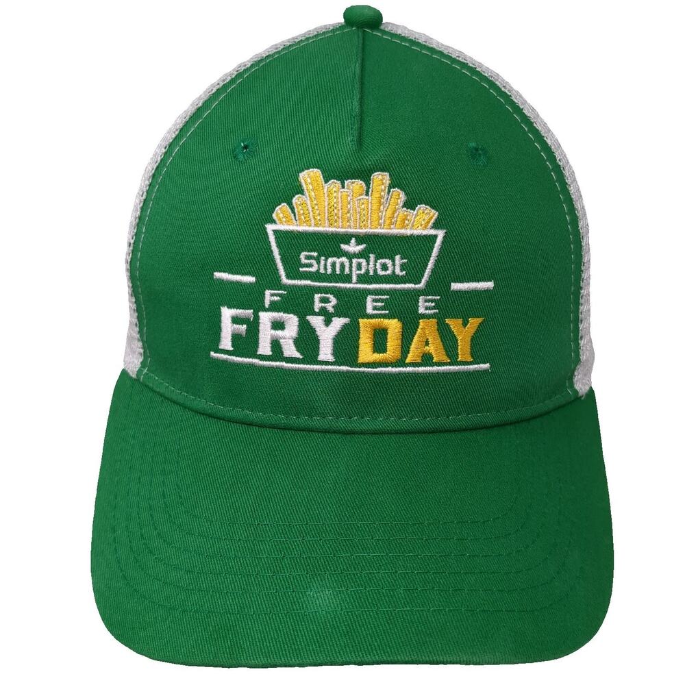 Quake City Caps Simplot Free Fryday Trucker Hat Green White One Size Snapback